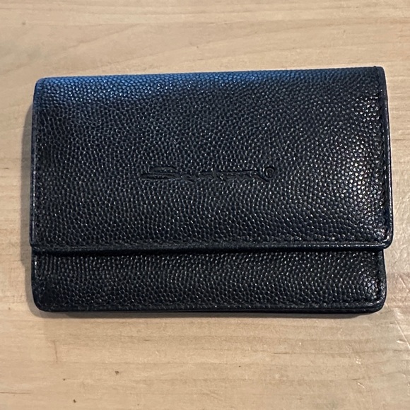 Santoni Black Leather Card Case/Wallet - Picture 1 of 3